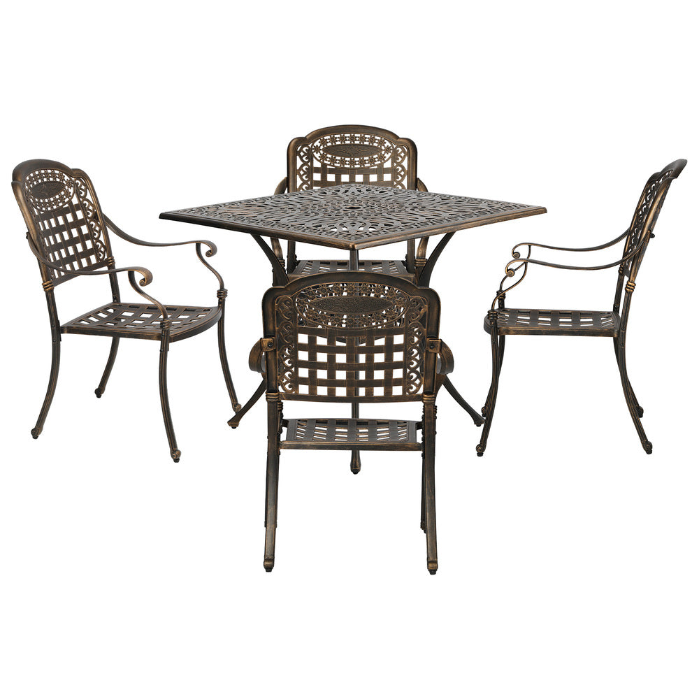 Livsip 5 Piece Outdoor Dining Set Cast Aluminium Patio Table 4 Chairs Bronze