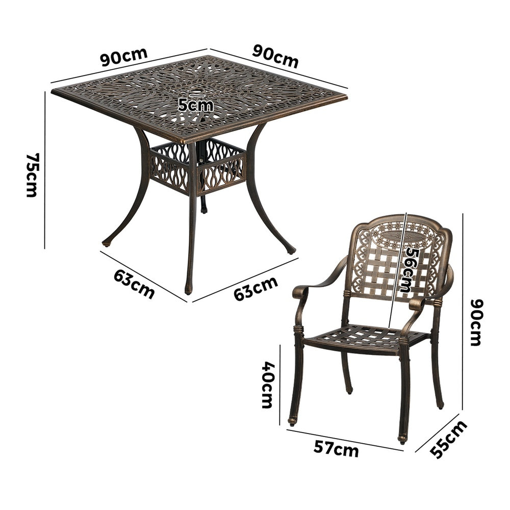Livsip 5 Piece Outdoor Dining Set Cast Aluminium Patio Table 4 Chairs Bronze