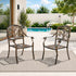 2-Piece Outdoor Patio Dining Chairs, Cast Aluminium, Bronze Finish