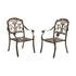 2-Piece Outdoor Patio Dining Chairs, Cast Aluminium, Bronze Finish