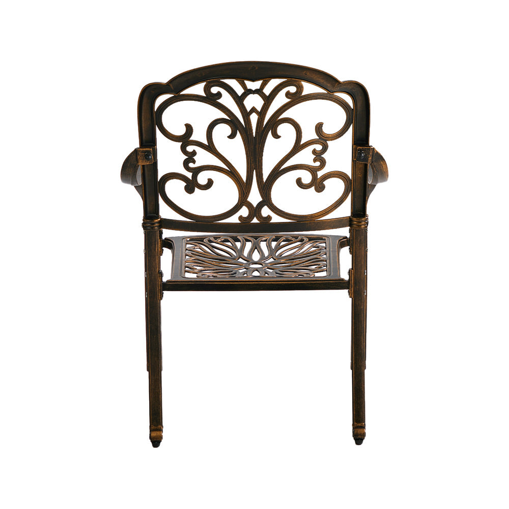 2-Piece Outdoor Patio Dining Chairs, Cast Aluminium, Bronze Finish