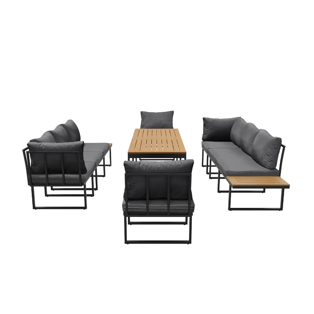Livsip 8 Seater Outdoor Dining Set Sofa Side Table Furniture Grey
