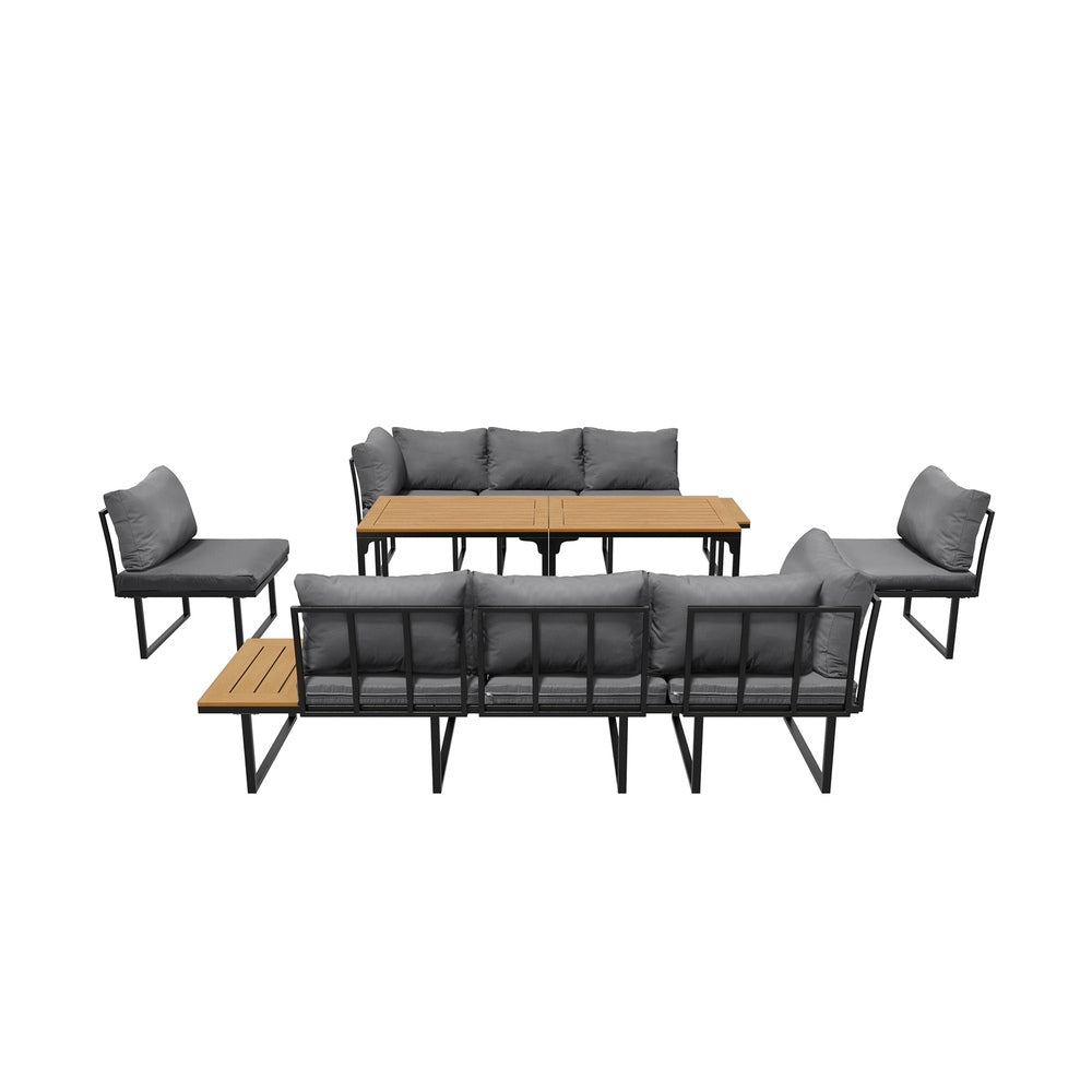 Livsip 8 Seater Outdoor Dining Set Sofa Side Table Furniture Grey