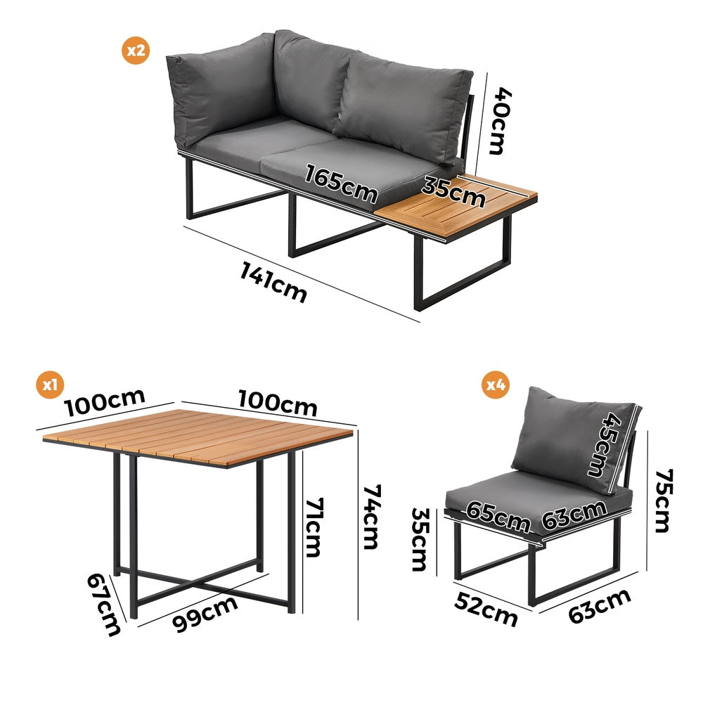 Livsip 6 Seater Outdoor Dining Sofa Lounge Patio Garden Setting