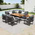 Livsip 8 Seater Outdoor Dining Sofa Set with Side Table Grey