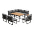 Livsip 8 Seater Outdoor Dining Sofa Set with Side Table Grey