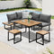 6‑Seater Outdoor Dining Sofa Set – Grey Lounge with Table & Stools