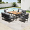 6 Seater Outdoor Dining Sofa Set with Cushions Grey