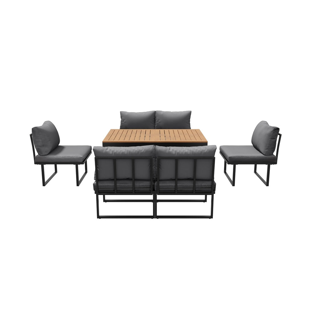 Livsip 6 Seater Outdoor Dining Sofa Set with Cushions Grey