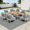 8 Seater Outdoor Dining Sofa Set with Side Table White