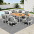 8 Seater Outdoor Dining Sofa Set with Side Table White