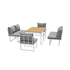 6 Seater Outdoor Dining Sofa Set with Cushions White