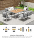 6 Seater Outdoor Dining Sofa Set with Cushions White