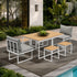 6 Seater Outdoor Dining Set Sofa Lounge Patio Ottoman White