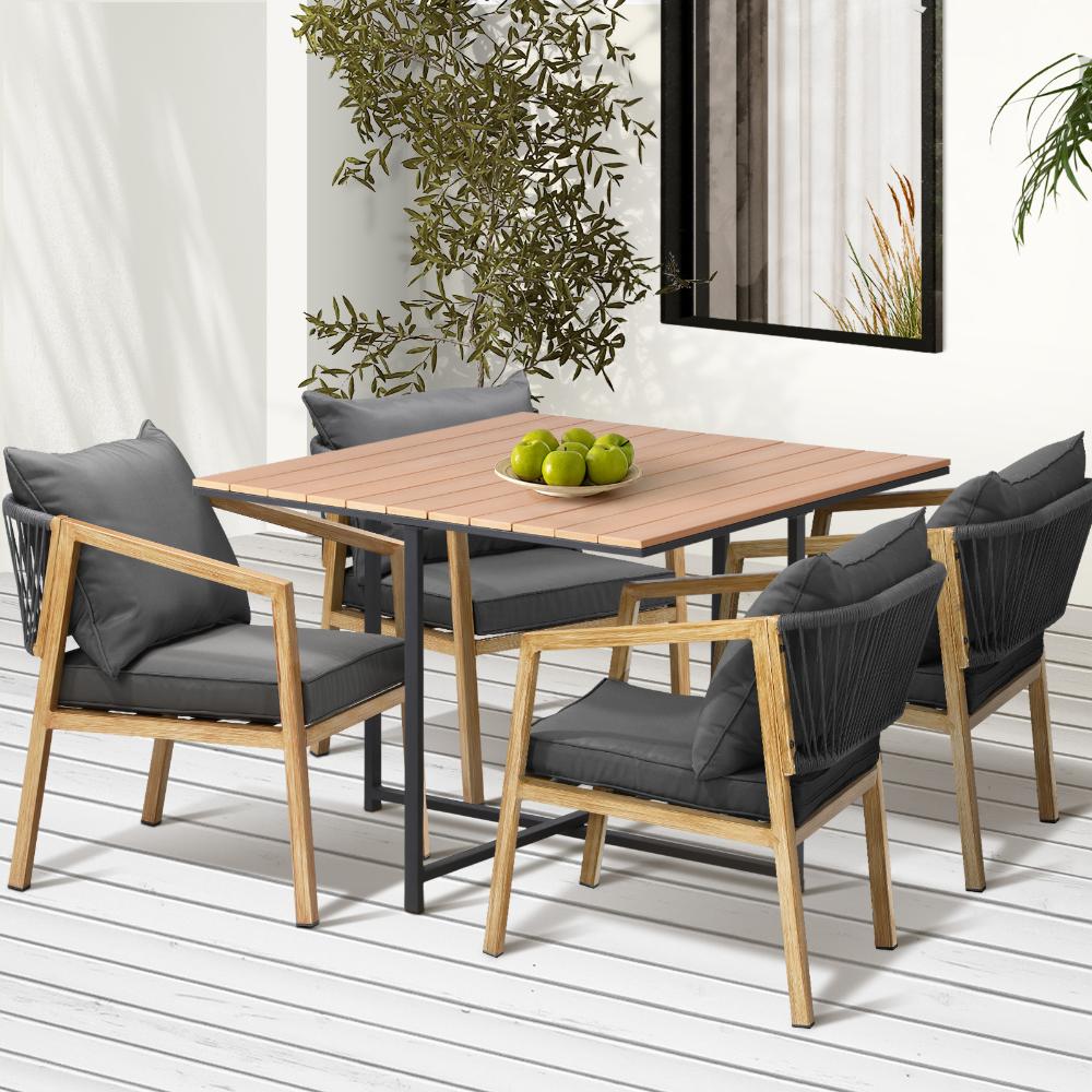 5PCS Outdoor Patio Set Table&Armchair Dining Set