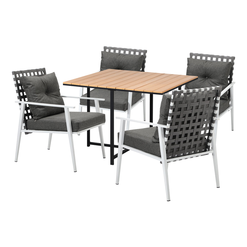 Outdoor Dining Set Rattan White Chairs Setting 5PC