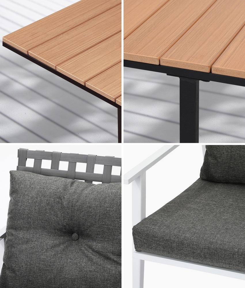 Outdoor Dining Set Rattan White Chairs Setting 5PC