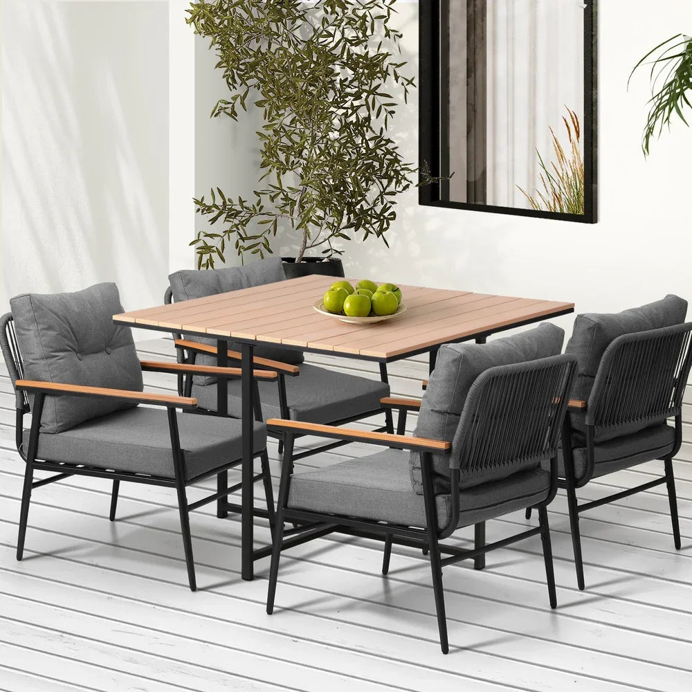 Livsip Outdoor Dining Set Garden Table and Chairs 5 Seater