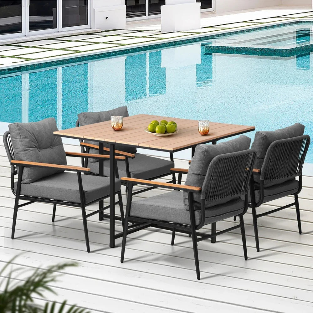 Livsip Outdoor Dining Set Garden Table and Chairs 5 Seater