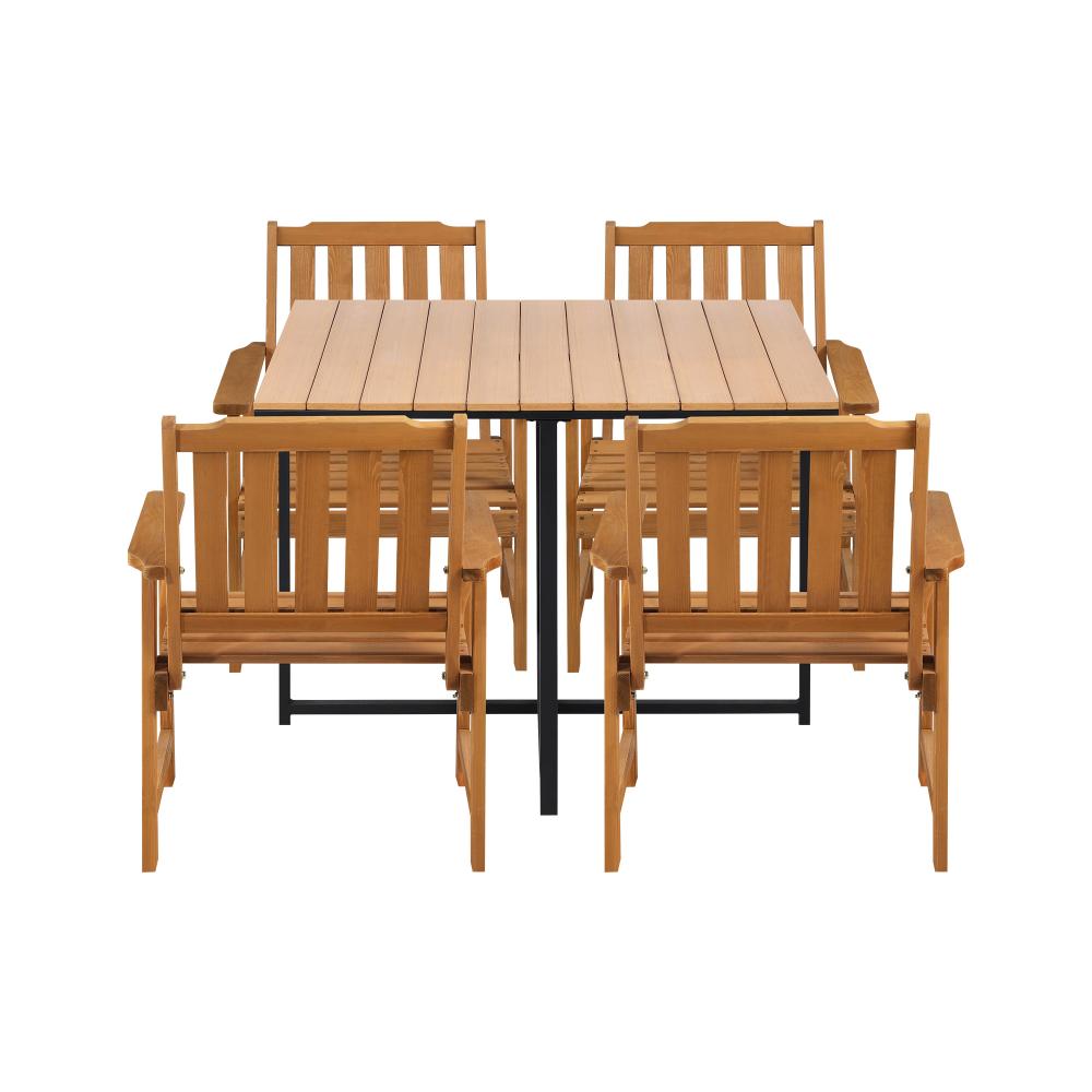 4 Seater Outdoor Dining Set Table&Wood Chairs