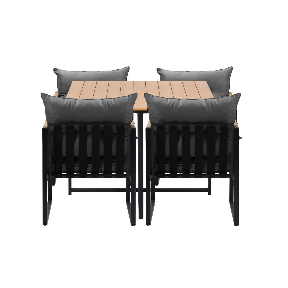 Outdoor Dining Set Wood-Plastic Table 4 Seater