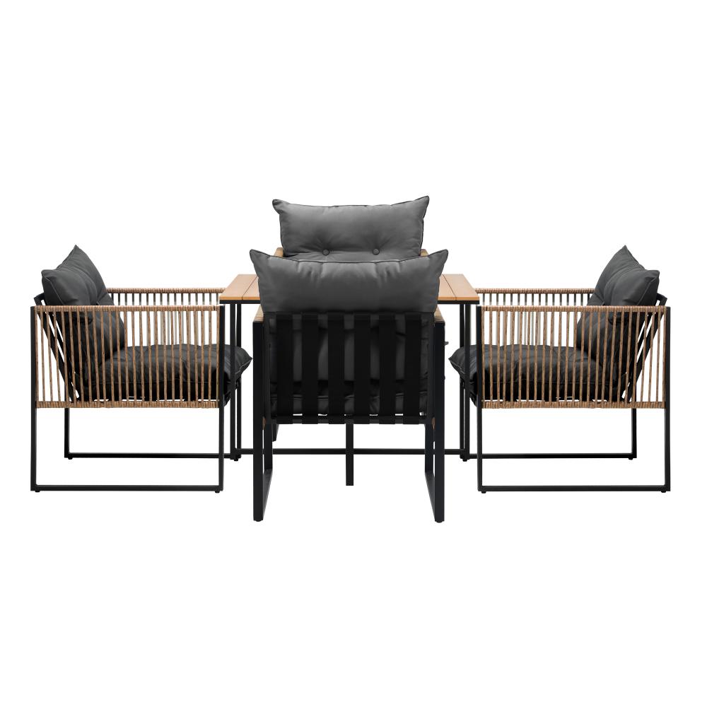 Outdoor Dining Set Wood-Plastic Table 4 Seater