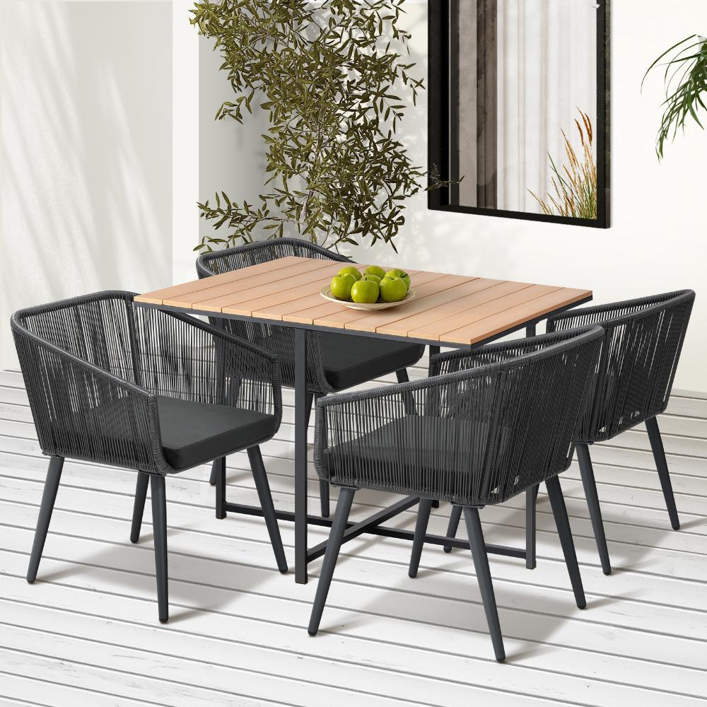 5PCS Outdoor Patio Set Table&Lounge Chairs