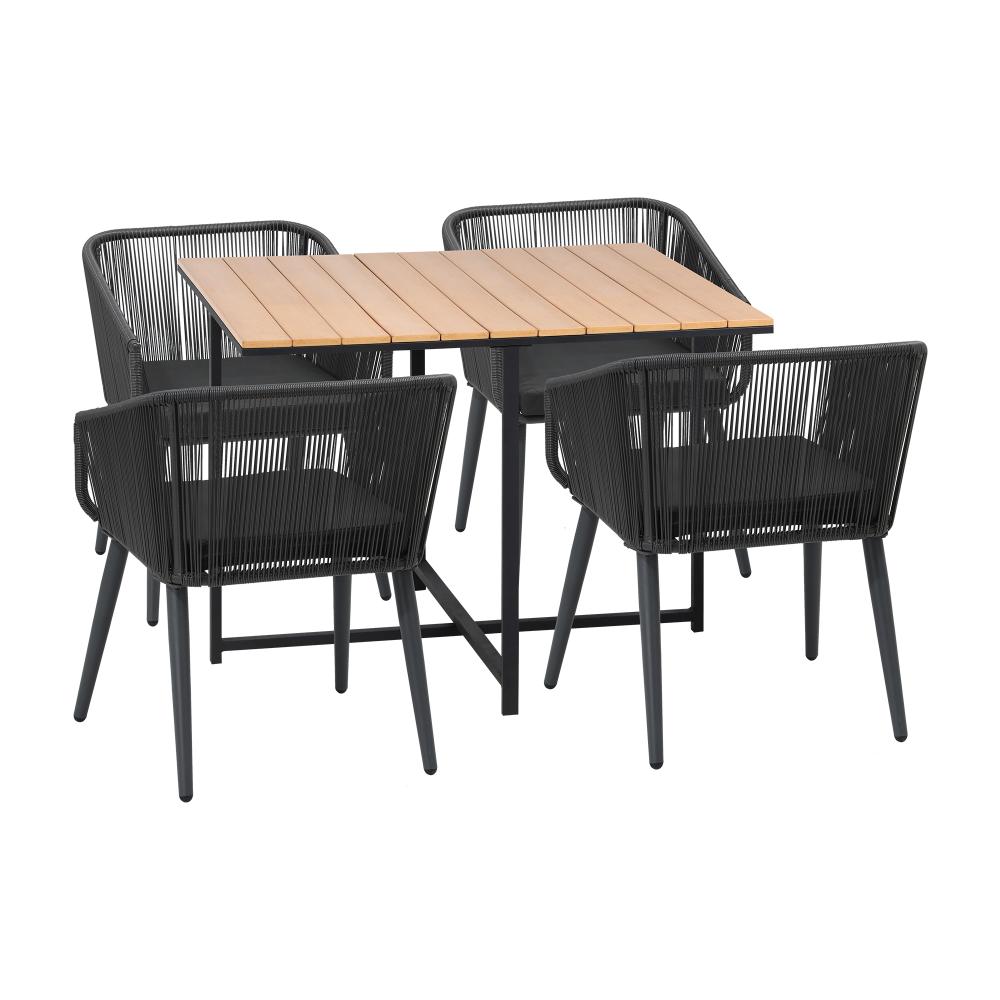 5PCS Outdoor Patio Set Table&Lounge Chairs