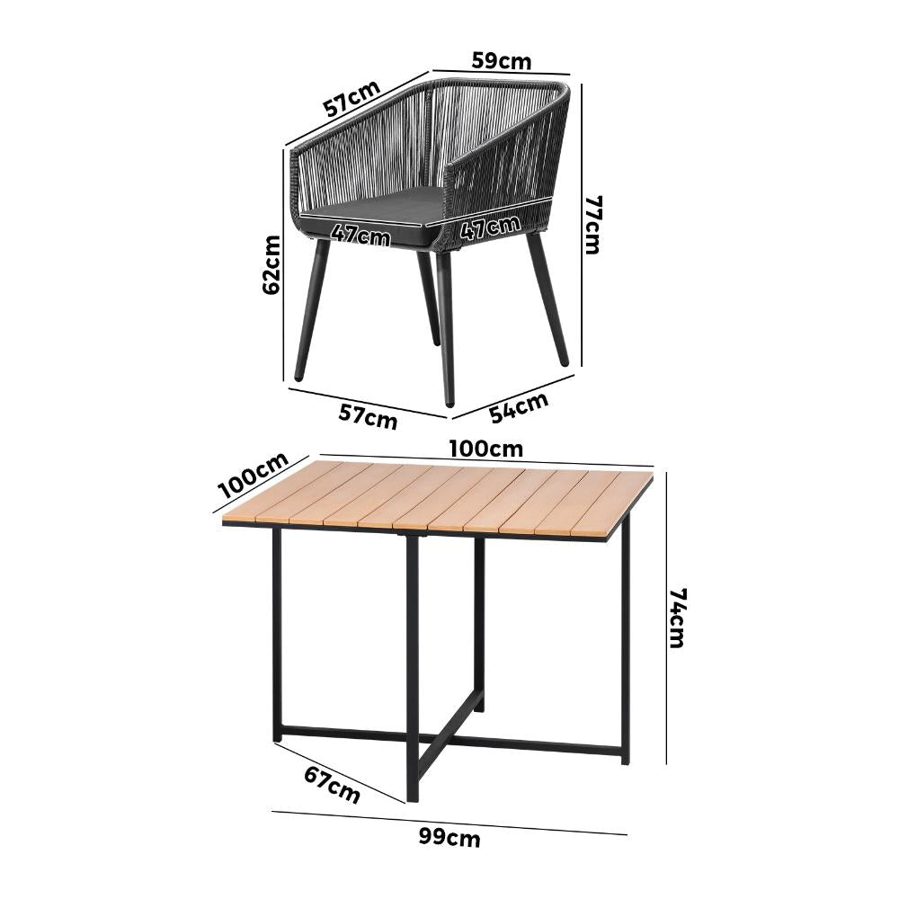 5PCS Outdoor Patio Set Table&Lounge Chairs
