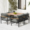 5 Piece Outdoor Dining Set Patio Table & 4 Cushioned Chairs Grey Brown