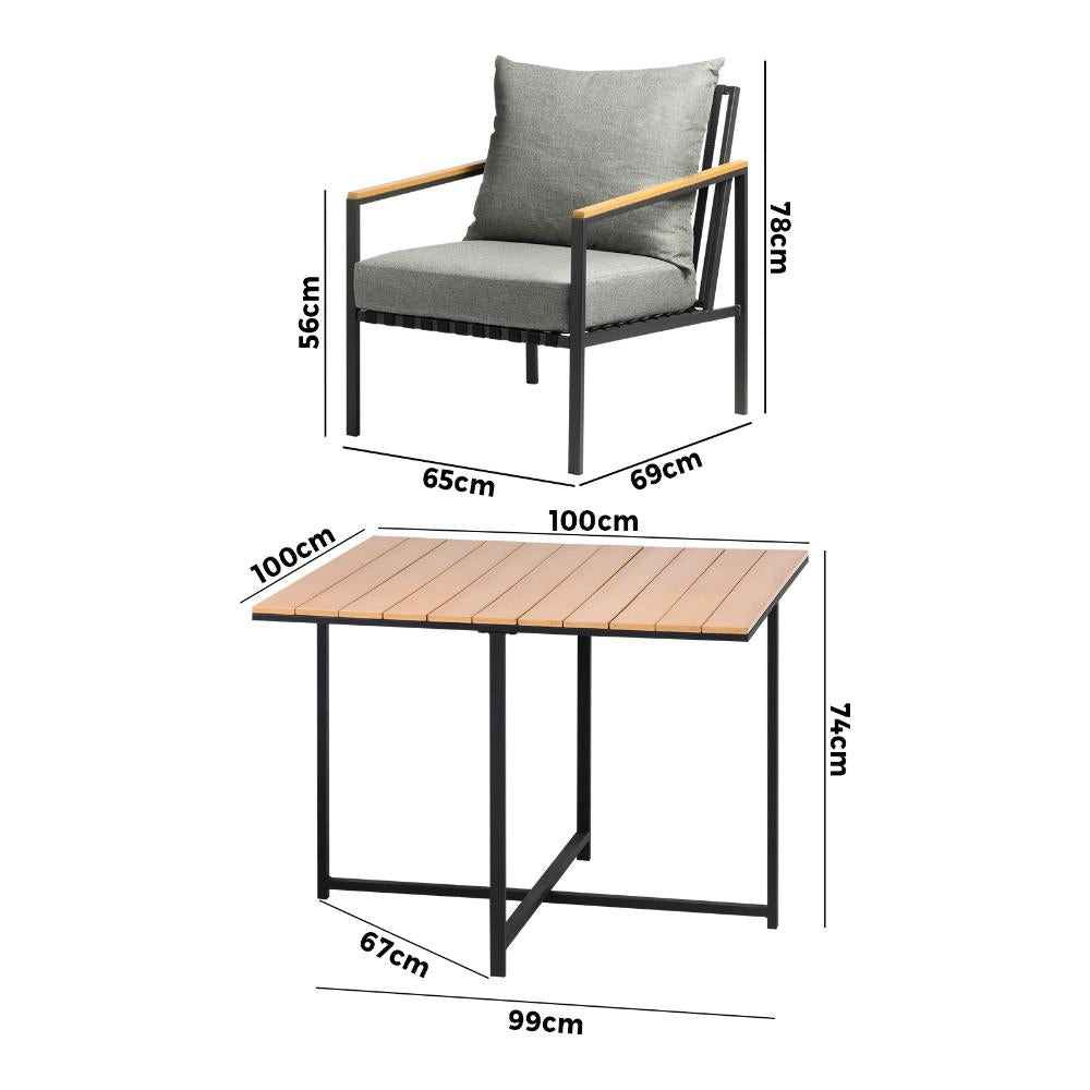 Outdoor Dining Set Table & Chairs 5PCS Patio Set