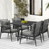 5PCS Outdoor Dining Set Black Table and Rattan Chairs
