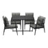 5PCS Outdoor Dining Set Black Table and Rattan Chairs