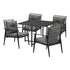 5PCS Outdoor Dining Set Black Table and Rattan Chairs