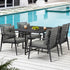 5PCS Outdoor Dining Set Black Table and Rattan Chairs