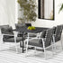 Outdoor Dining Set Balck Table Rattan White Chairs 5PC