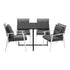 Outdoor Dining Set Balck Table Rattan White Chairs 5PC
