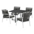 Outdoor Dining Set Balck Table Rattan White Chairs 5PC