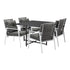 Outdoor Dining Set Balck Table Rattan White Chairs 5PC