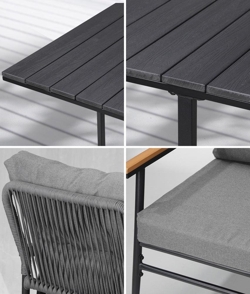 Livsip Outdoor Dining Set Garden Black Table and Chairs 4 Seater
