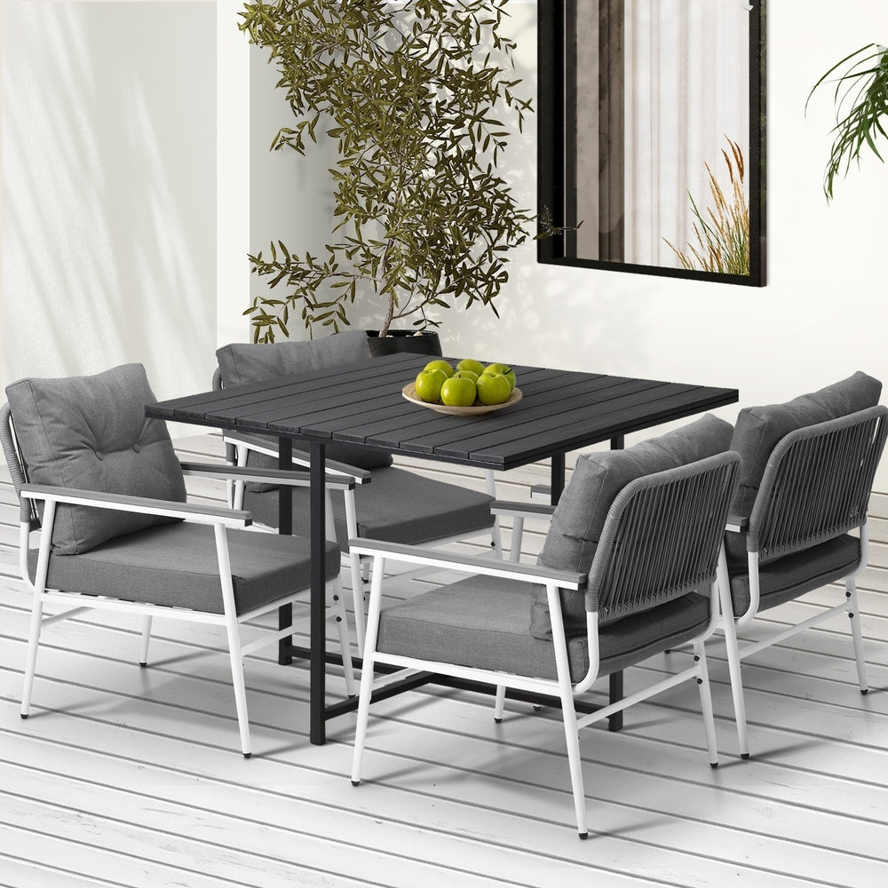 Outdoor Dining Set Black Table and Chairs 5PCS