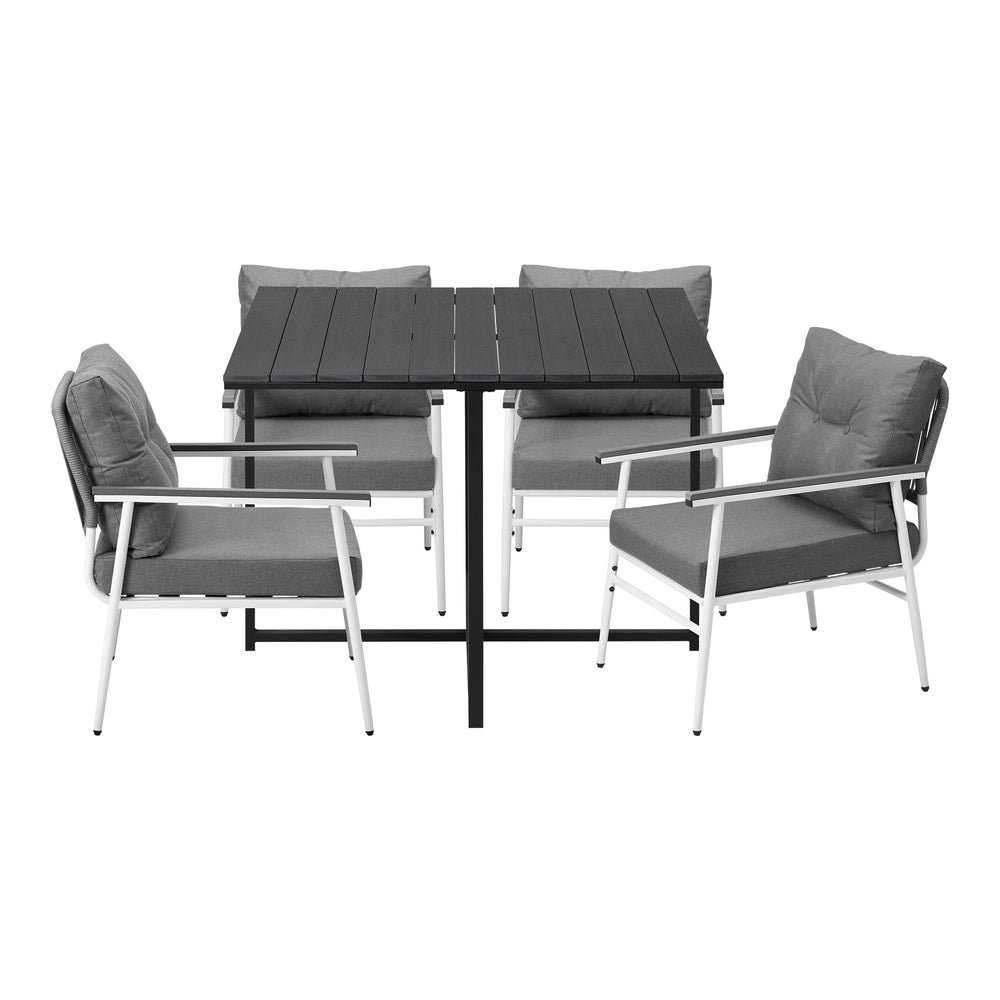 Outdoor Dining Set Black Table and Chairs 5PCS