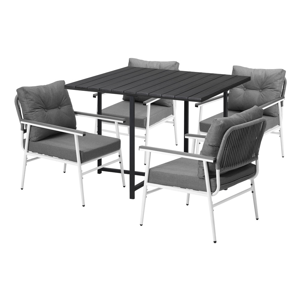 Outdoor Dining Set Black Table and Chairs 5PCS