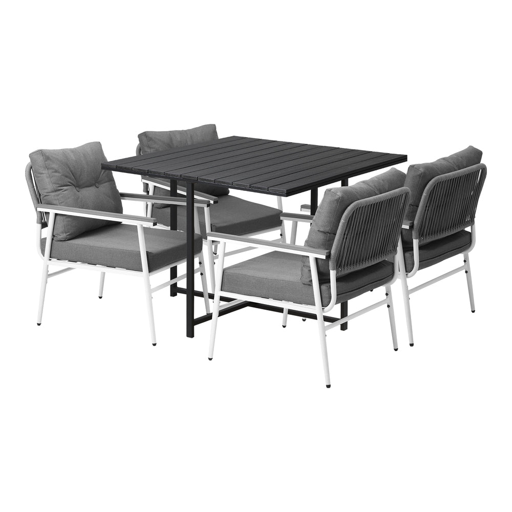 Outdoor Dining Set Black Table and Chairs 5PCS