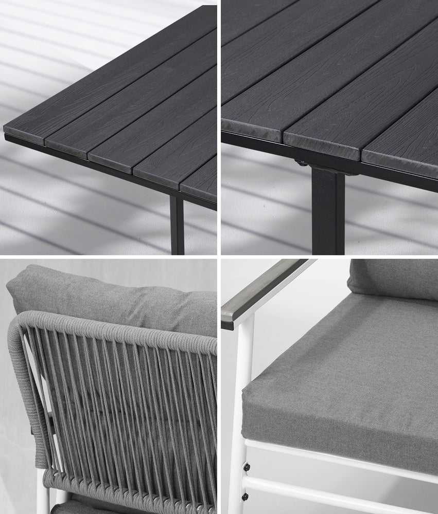 Outdoor Dining Set Black Table and Chairs 5PCS