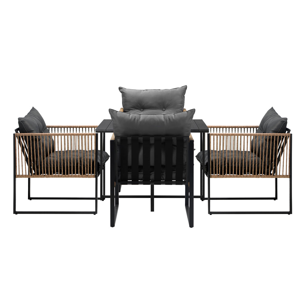 Outdoor Dining Set Black Table 4 Seater