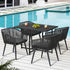 5PCS Outdoor Dining Set Black Table Lounge Chairs