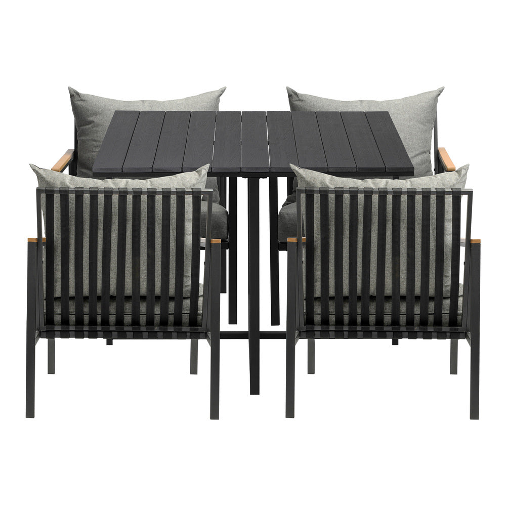 Outdoor Dining Set Black Table and Chairs 5PCS