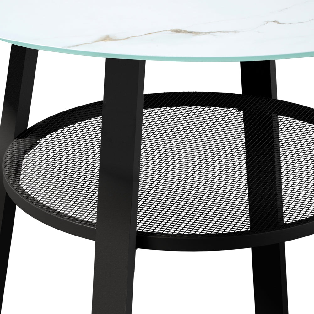 Outdoor Dining Table w/ Storage Shelf Black 90cm