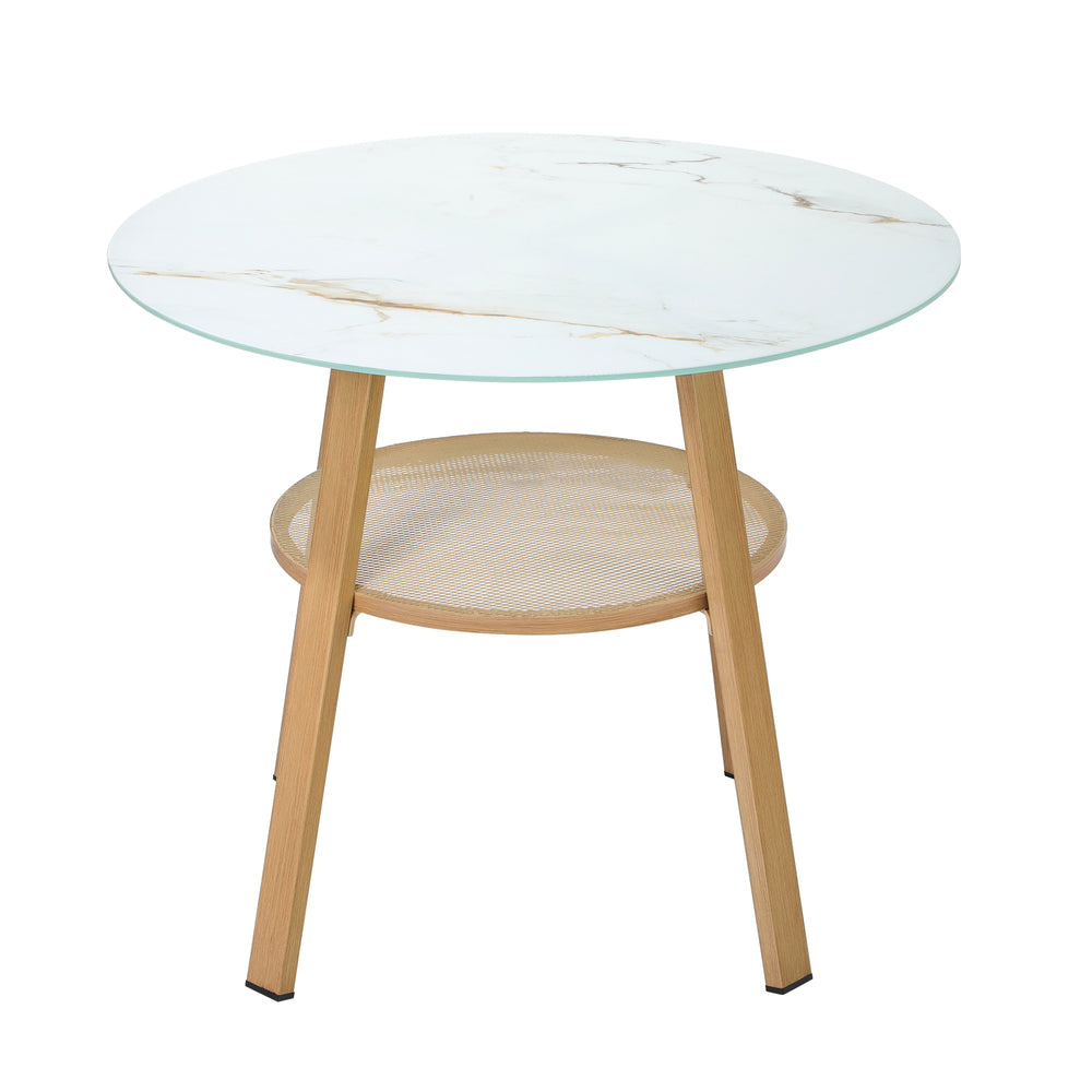 Outdoor Dining Table w/ Storage Shelf Brown 90cm